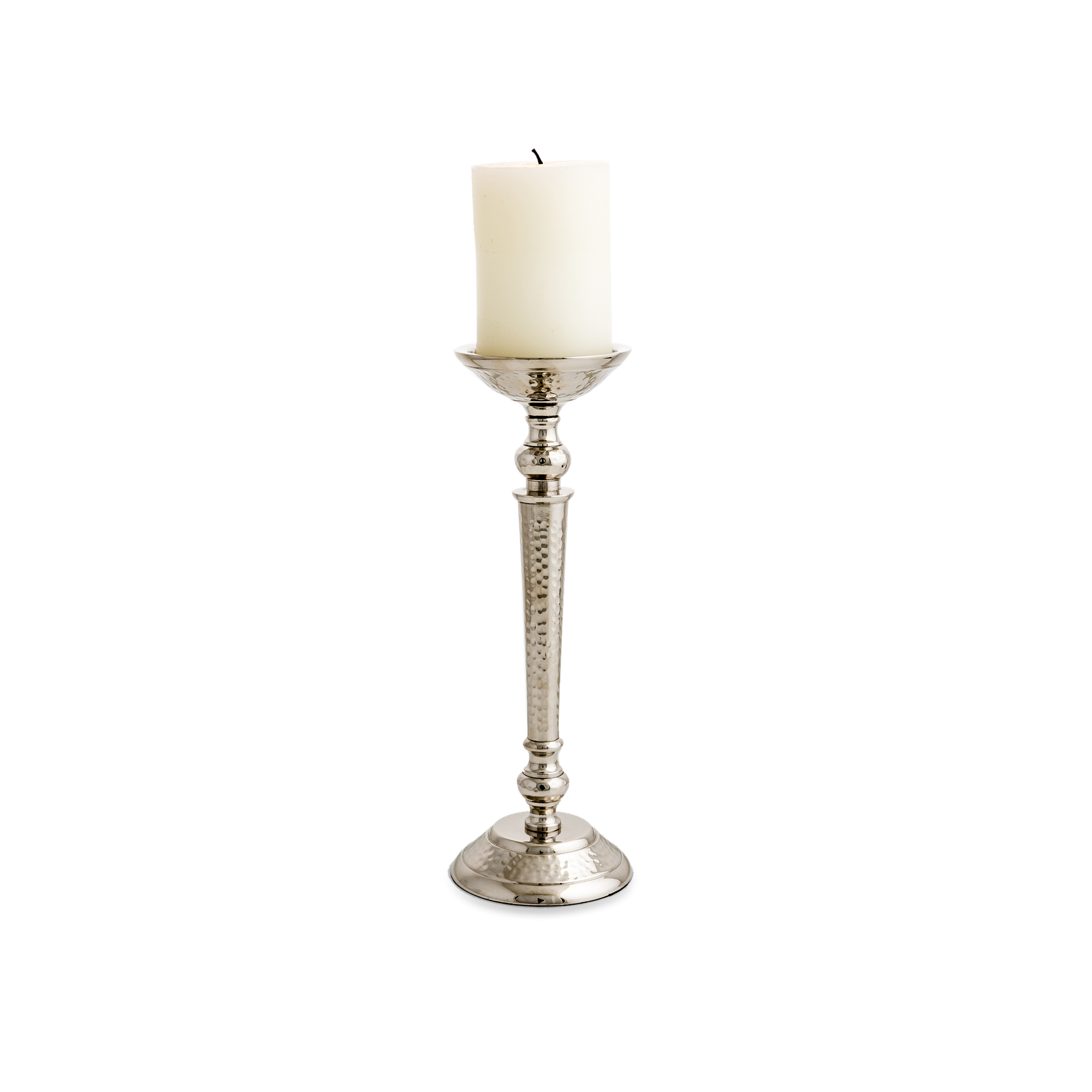 Pillar Candle Holder Silver 27cm