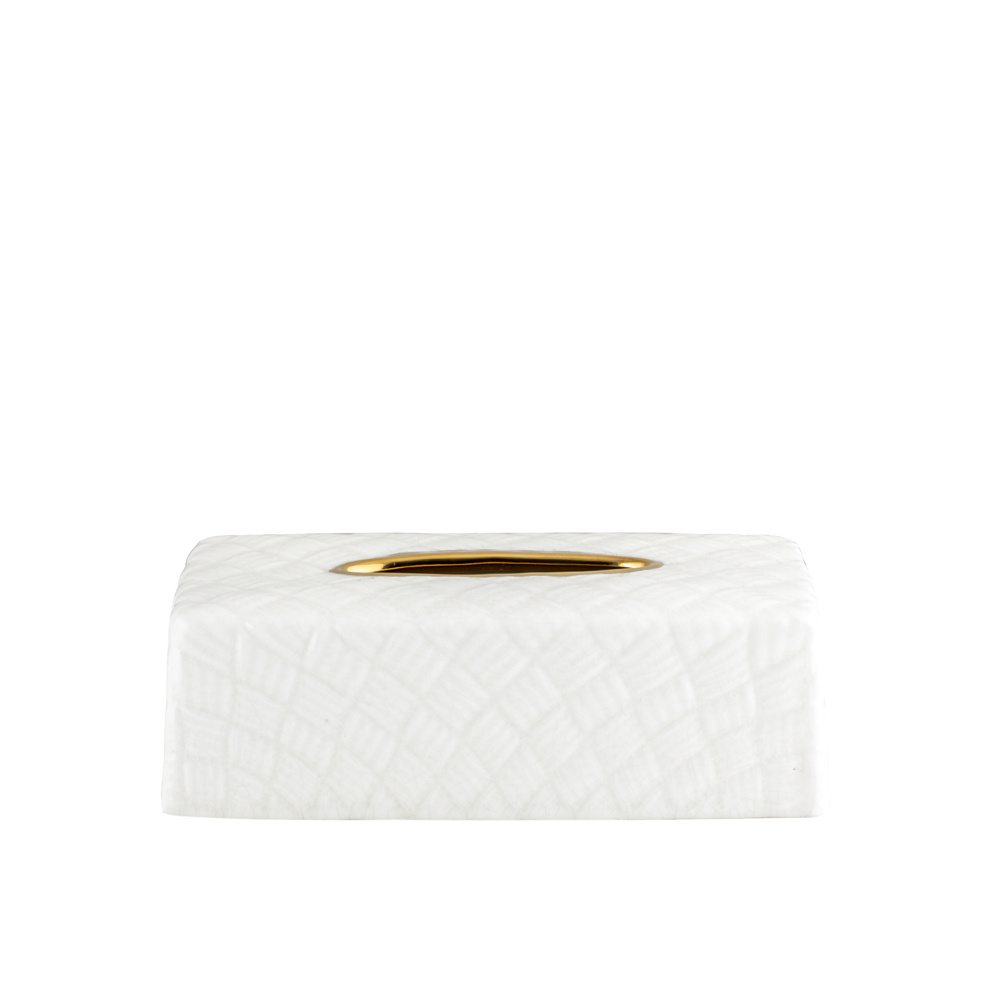 Warp & Weft White Ceramic Tissue Box