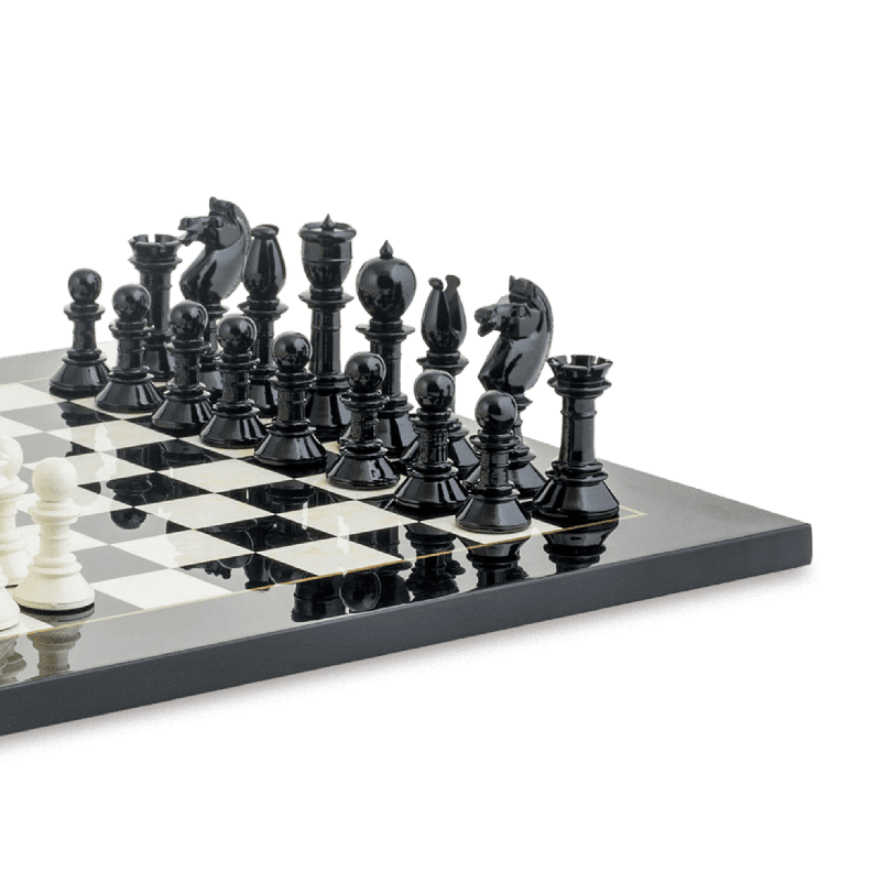 Noir Black & White Wooden Chess Board