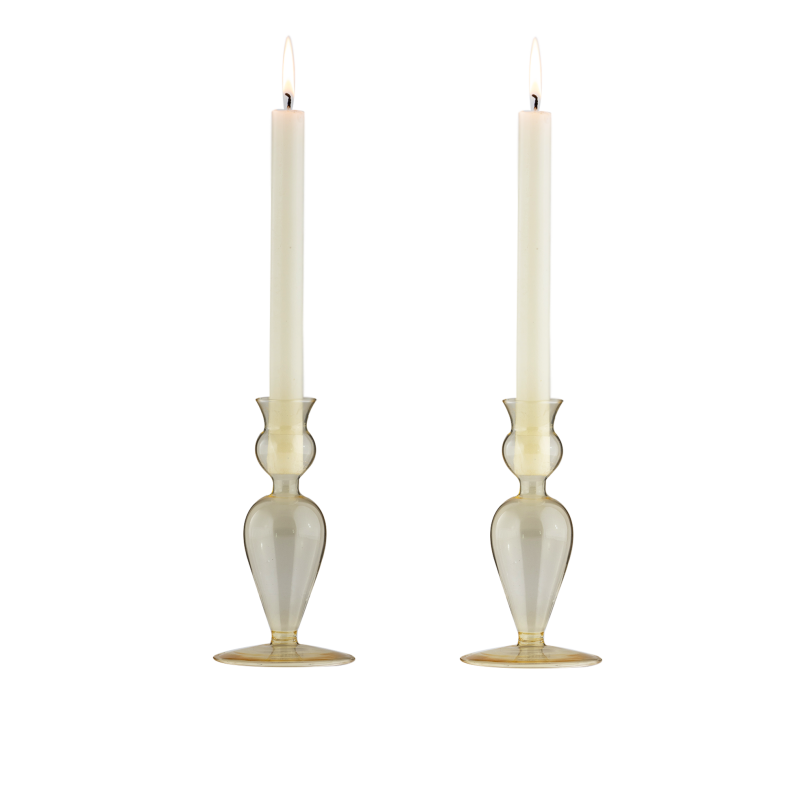 Louis MMXXIII Amber Taper Candle Holder Set of 2